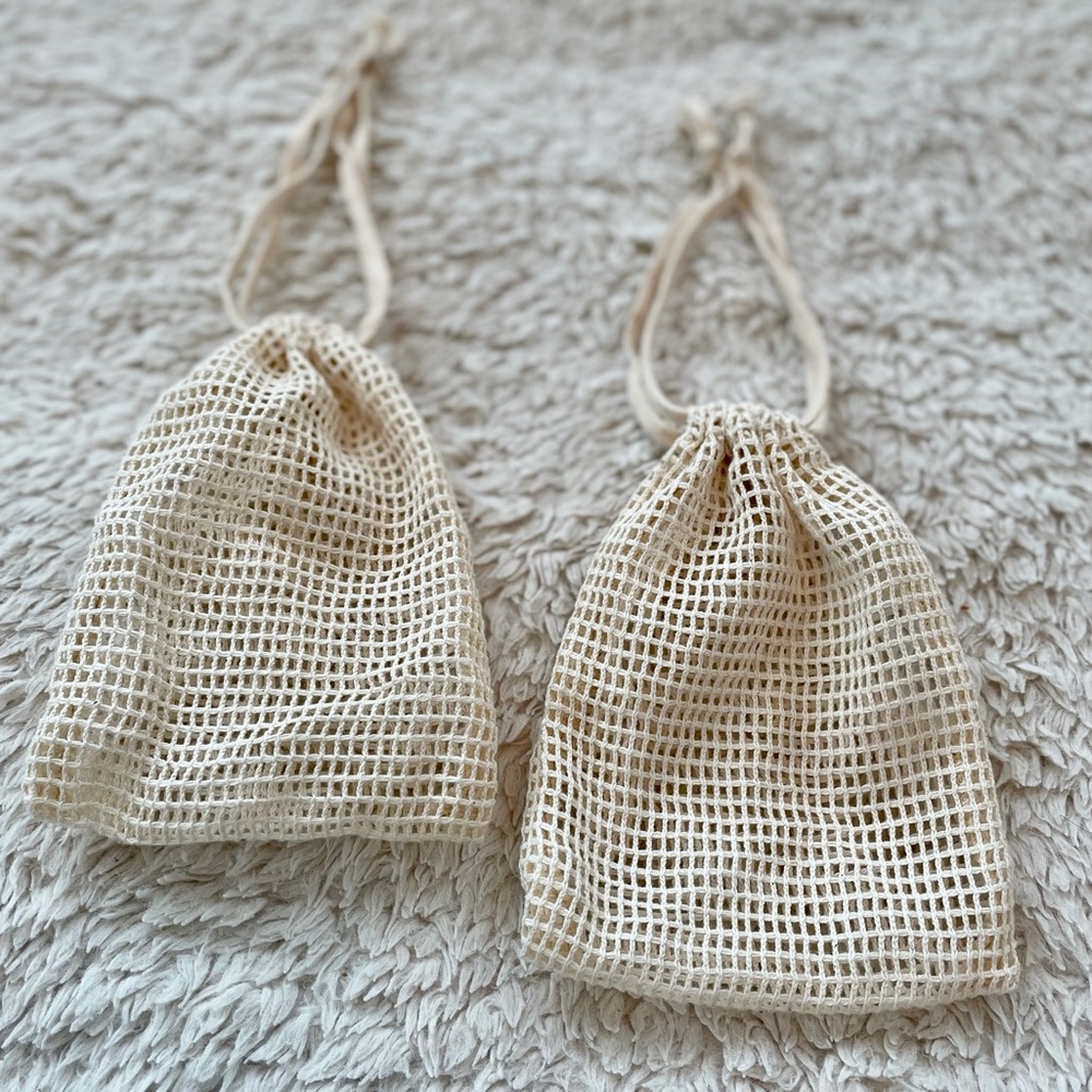 Bundle Of 2 Cream Drawstring Net Bags - image 1